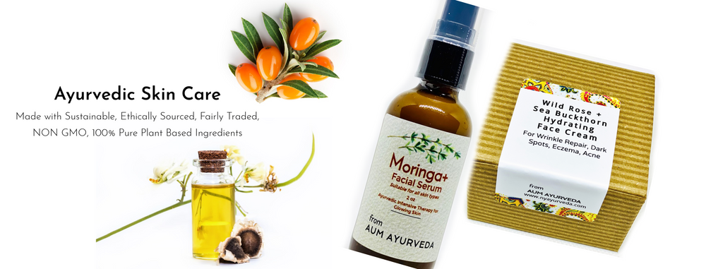 Ayurvedic organic Skin care: sustainable, non gmo, ethically sourced, 100% plant based organic ingredients