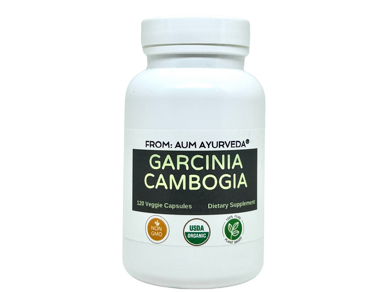 Organic garcinia cambojia capsules from aum ayurveda  to support weight management.