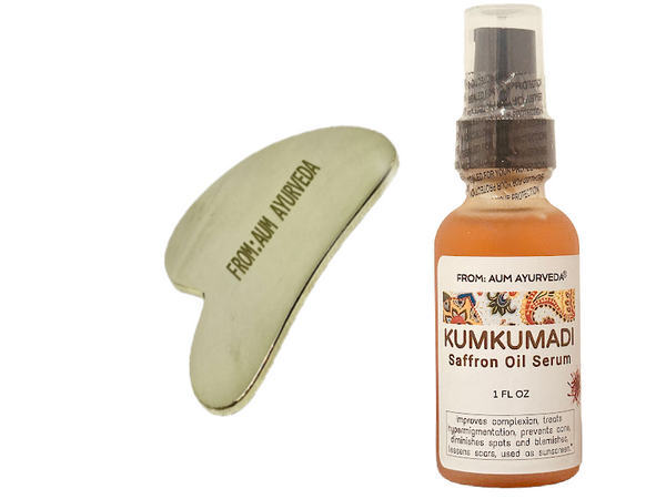 kansa gua sha and kumkumadi oil for facial treatment