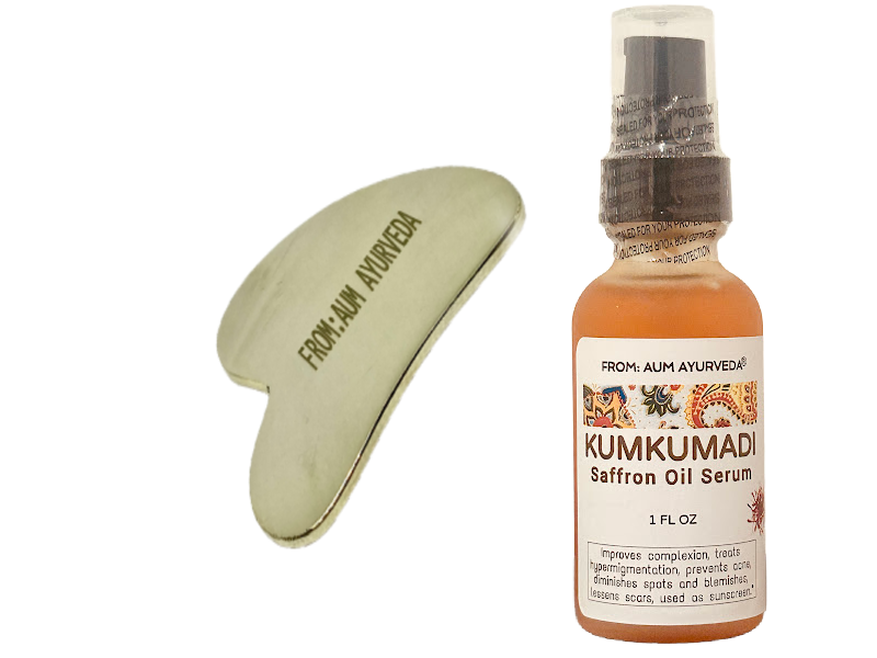 kansa gua sha and kumkumadi oil for facial treatment