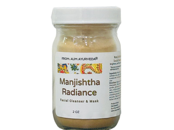Jar of Manjishtha Radiance facial cleanser and mask from Aum Ayurveda 