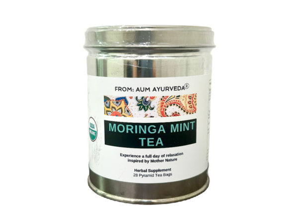 From: Aum Ayurveda
Moringa Mint Tea: All natural effective botanicals blended with exotic flavorful soothing herbs for complete relaxation. Get refreshed & sooth your mind with a cup of this delicious tea formulated with original moringa leaf.