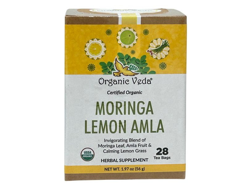 Organic Moringa Lemon Amla tea is great in aromatic citrus flavor, gives you calming effect. It gently cleanses, detoxifies the entire system while stimulating digestion.