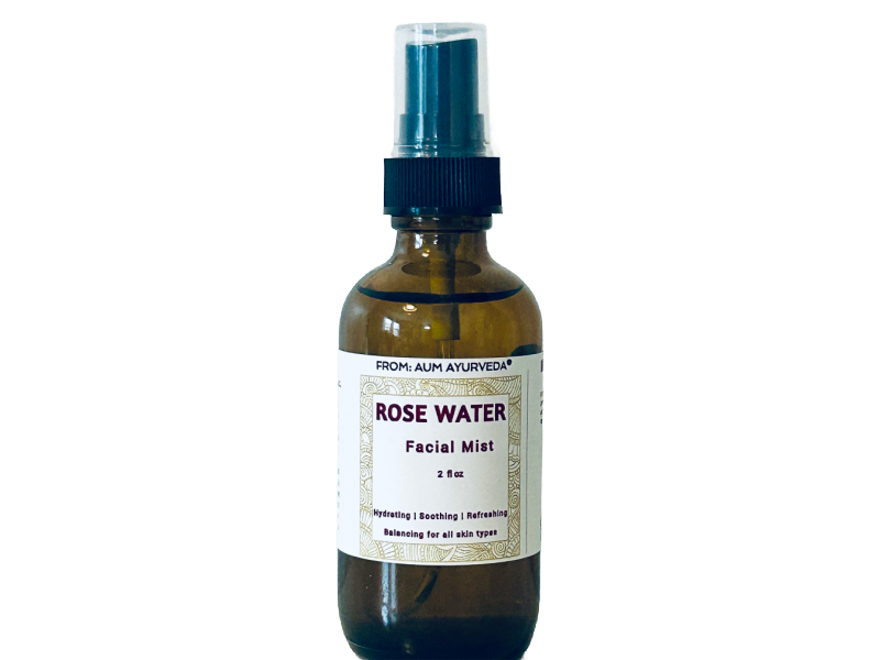 Rose Water Facial Mist "From Aum Ayurveda" is hydrating, Soothing, Refreshing.  Balancing for all skin types.