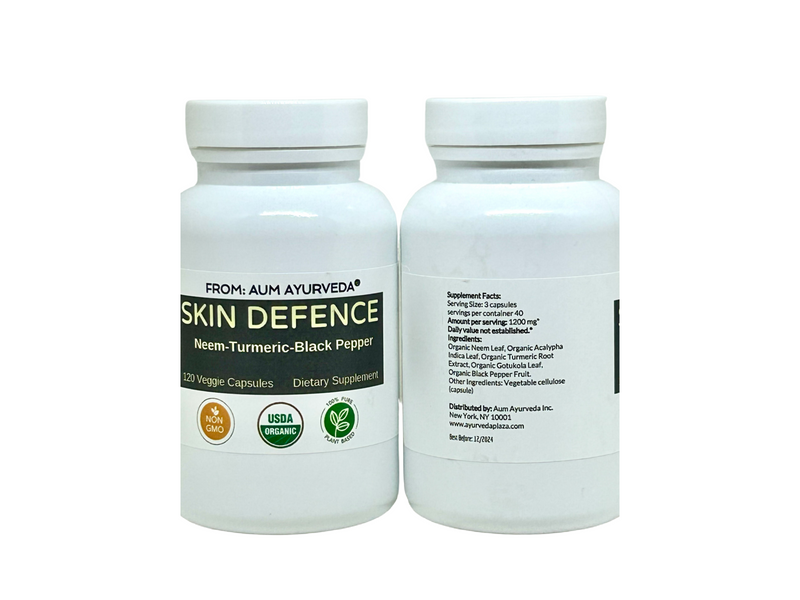 Skin Defence capsules for relief from acne and blemishes.