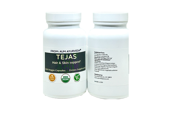 Tejas Ayurvedic fomulation for healthy skin and hair. 120 Veggie caps. From: Aum Ayurveda