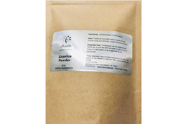 Licorice powder is a traditional Ayurvedic herb to soothe throat, nourish lungs and adrenals, support immune system.