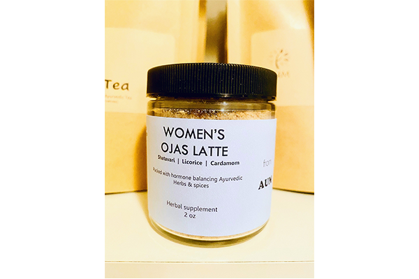 Women's Ojas Latte from Aum Ayurveda is packed with good fat, protein, and wonderful qualities of hormonal-balancing Ayurvedic herbs. 