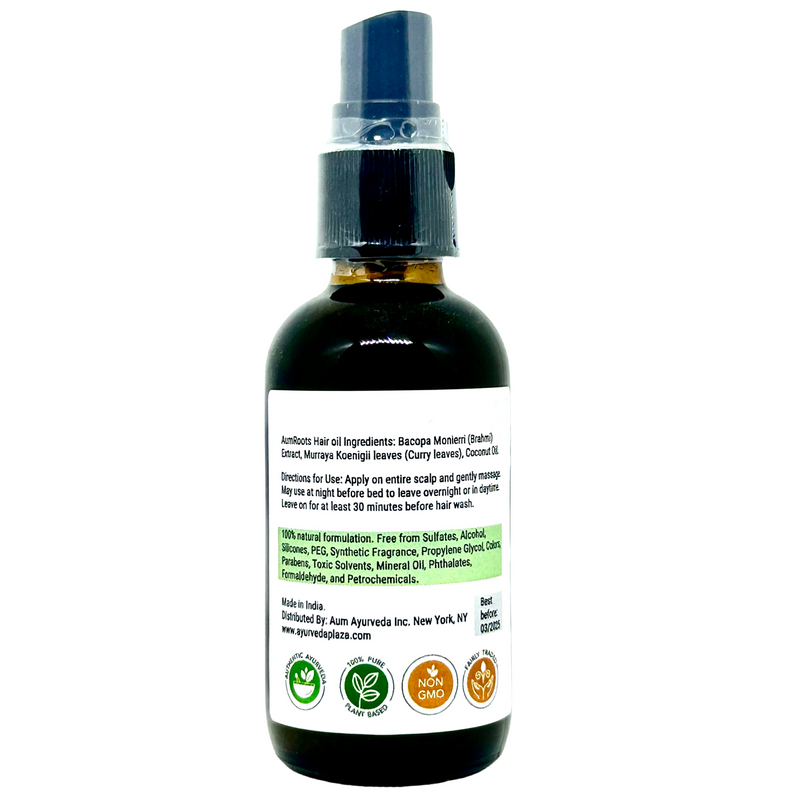 AumRoots hair oil helps to prevent scalp infection and hair damage.