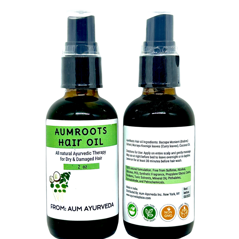 AumRoots hair oil is good for controlling dandruff or itching in the scalp and hair loss.
