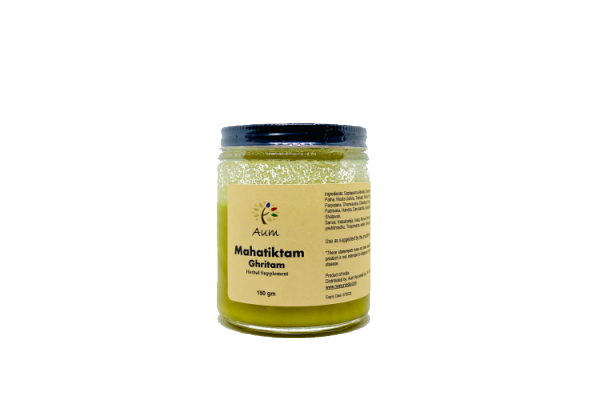 Mahatikta Ghritam is a medicated Ayurvedic ghee tonic for health. Mainly used for relief in cases of a boil, rashes, pus discharge, and similar skin diseases. Mahatikta ghrita is also prescribed in the treatment of hyperacidity, jaundice, vaat-rakta or gout, chronic fever, and bleeding piles. 