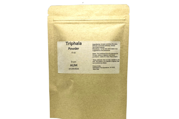 Triphala powder cleanses the GI tract, aiding in digestion and blood purification. Triphala powder is useful for Vata, Pitta & Kapha constitution.