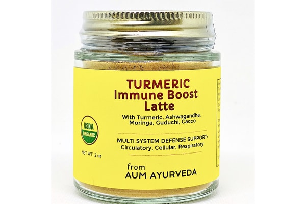 Turmeric Immune Support Latte is fortified with some of the most potent Organic Ayurvedic herbs like Turmeric Root, Cacao, Ashwagandha Root, Eclipta Prostrata leaf, Coconut Milk Powder, Licorice Root, Ginger Root , Ceylon Cinnamon Bark and Black Pepper fruit to promote a healthy digestive function. High-quality Black pepper maximizes the absorption of all the essential nutrients in this life-promoting formula. Packed with high powered, natural vitamins and minerals, our Turmeric Immune Support Latte natural